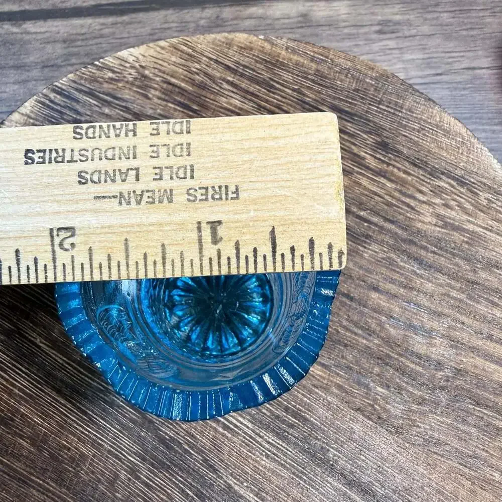 Albert Botson Blue Glass Toothpick Holder Eagles and Stars Pattern GLOWS